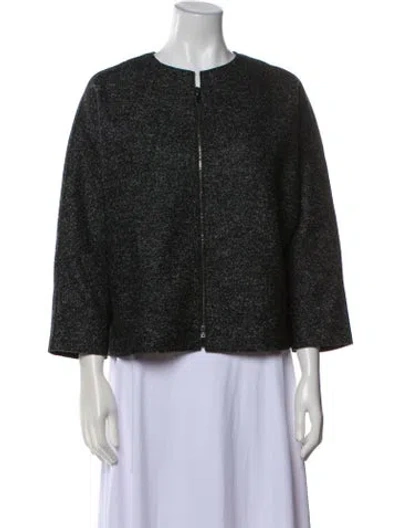 Pre-owned Jennifer Tattanelli Virgin Wool Tweed Pattern Jacket In Gray