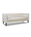 Jennifer Taylor Home Diane 84" Upholstered Bench Seat Tufted Tuxedo Sofa With Bolster Pillows In French Beige