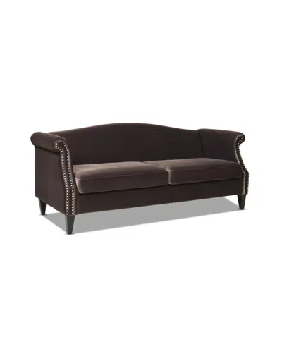 Jennifer Taylor Home Elaine 77" Camel Back Sofa With Nailhead Accents In Deep Brown