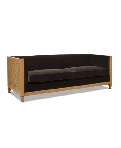 Jennifer Taylor Home Georgia 81" Cane Rattan Tuxedo Sofa In Deep Brown
