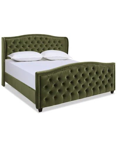 Jennifer Taylor Home Marcella Upholstered Shelter Headboard Bed Set In Green