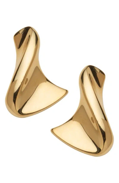 Jennifer Zeuner Anine Wavy Drop Earrings In 14k Yellow Gold Plated Silver
