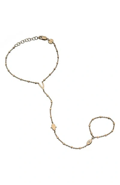 Jennifer Zeuner Brynn 18k Gold Plated Silver Hand Chain In Yellow Gold