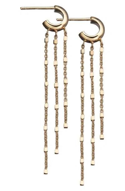 Jennifer Zeuner Chain Drop Hoop Earrings In 14k Yellow Gold Plated Silver