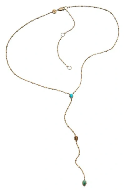 Jennifer Zeuner Daphne 18k Gold Plate Lariat Necklace In Yellow Gold