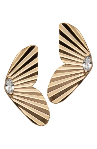 Jennifer Zeuner Ivy Crystal Drop Earrings In 14k Yellow Gold Plated Silver