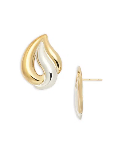 Jennifer Zeuner Jennifer Zeune Rio Tear Shape Drop Earrings In Sterling Silver & 18k Gold Plated Sterling Silver