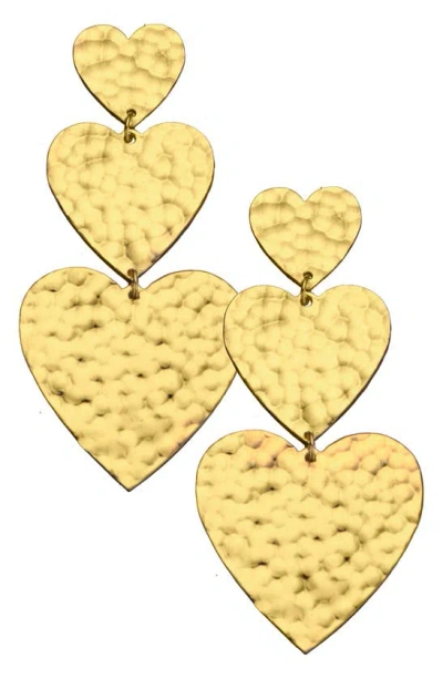 Jennifer Zeuner Justina Heart Drop Earrings In Yellow Gold