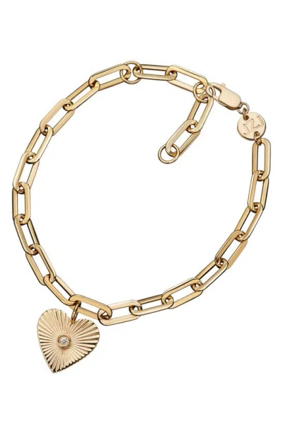 Jennifer Zeuner Malin Heart Charm Bracelet In 14k Yellow Gold Plated Silver