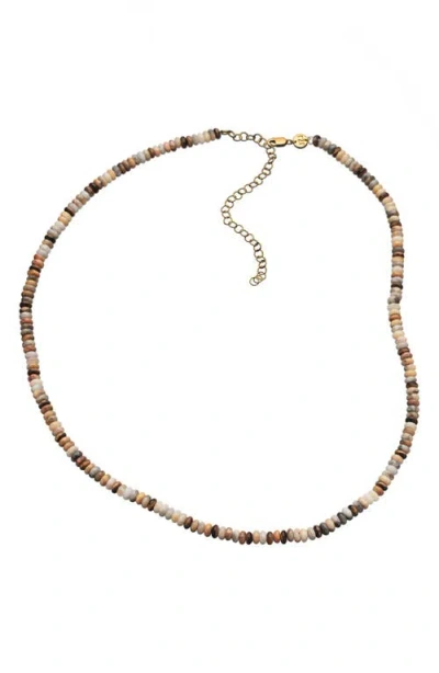 Jennifer Zeuner Mara 18k Gold Plated Agate & Tiger's Eye Beaded Necklace In Yellow Gold