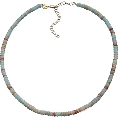 Jennifer Zeuner Zia Jasper Bead Necklace In Blue/yellow Gold
