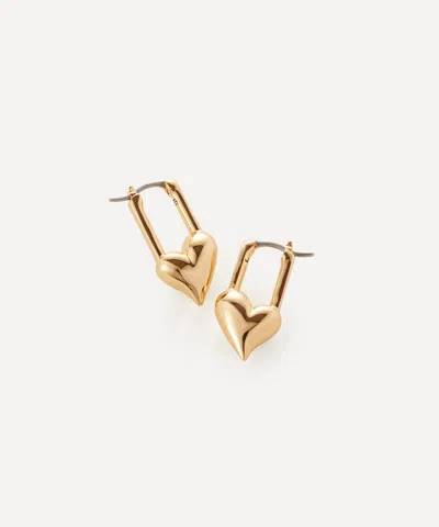 Jenny Bird 14ct Gold-plated Padlock Heart Huggie Hoop Earrings