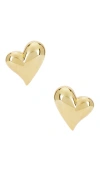 Jenny Bird Art Heart Button Earrings In Metallic Gold