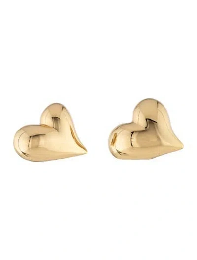 Pre-owned Jenny Bird Art Heart Button Stud Earrings In Multicolor