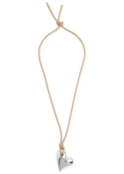 Jenny Bird Art Heart On A String Cord Necklace In Silver