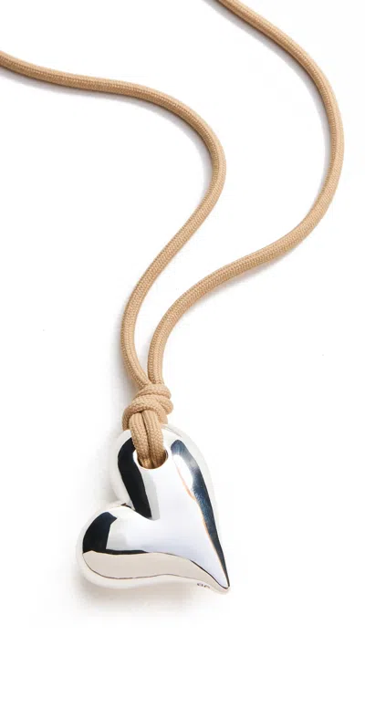 Jenny Bird Art Heart On A String Necklace High Polish Silver