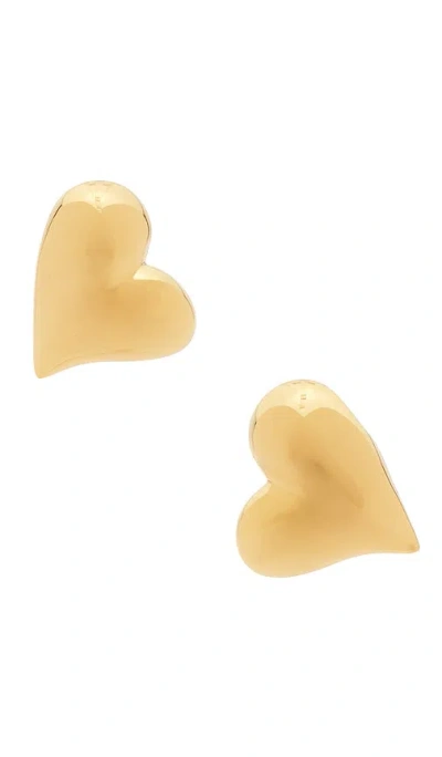 Jenny Bird Art Heart Symmetrical Button Earrings In Gold