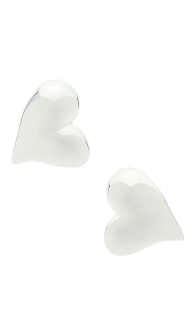 Jenny Bird Art Heart Symmetrical Button Earrings In Silver