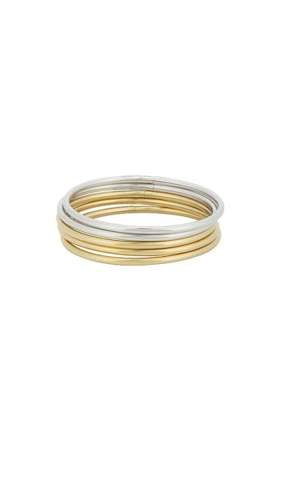 Jenny Bird Dane Bangle 5-pack Set In Metallic Silver,metallic Gold