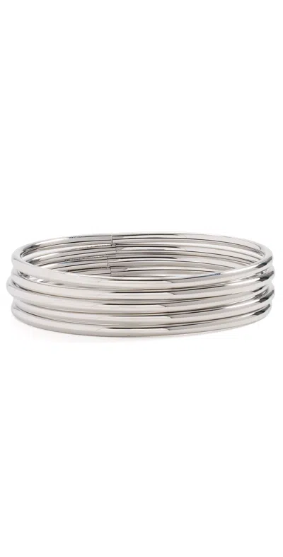 Jenny Bird Dane Bangle Set 5 Pack High Polish Platinum