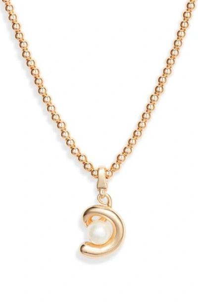 Jenny Bird Daphne Imitation Pearl Pendant Necklace In High Polish Gold