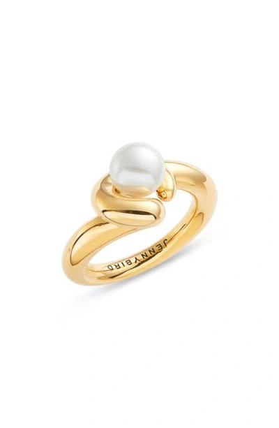 Jenny Bird Daphne Imitation Pearl Ring In High Polish Gold