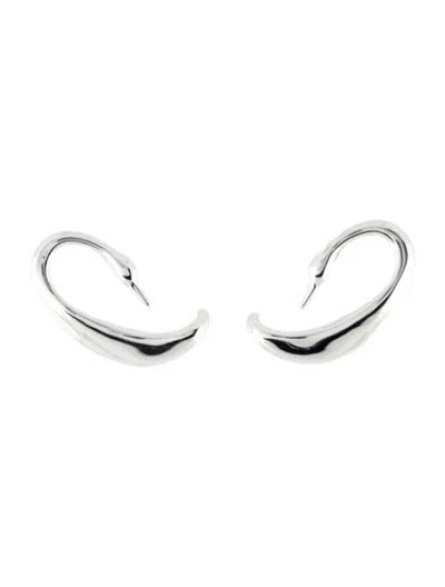 Pre-owned Jenny Bird Egret Climber Earrings In Silver