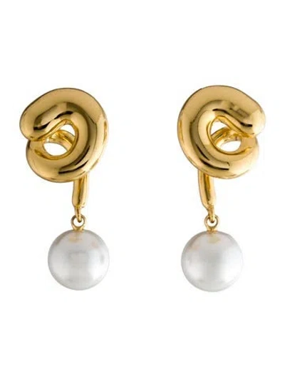 Pre-owned Jenny Bird Faux Pearl Daphne Drop Earring In White