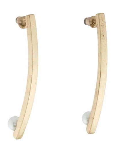 Pre-owned Jenny Bird Faux Pearl Drop Earrings In White