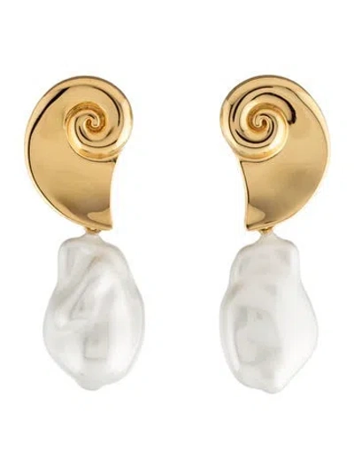 Pre-owned Jenny Bird Faux Pearl Petra Drop Earrings In White