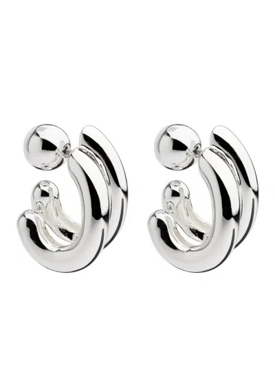 Jenny Bird Florence Double-layered Hoop Earrings In Silver