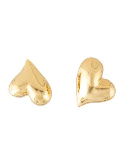 Pre-owned Jenny Bird Heart Button Earrings In Multicolor