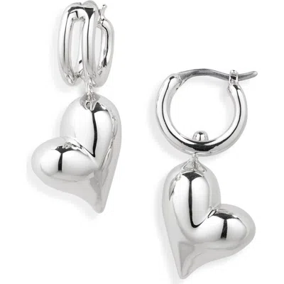 Jenny Bird Heart Huggie Hoop Earrings In Silver