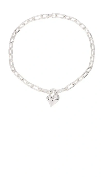 Jenny Bird Heart Padlock Necklace In 银色