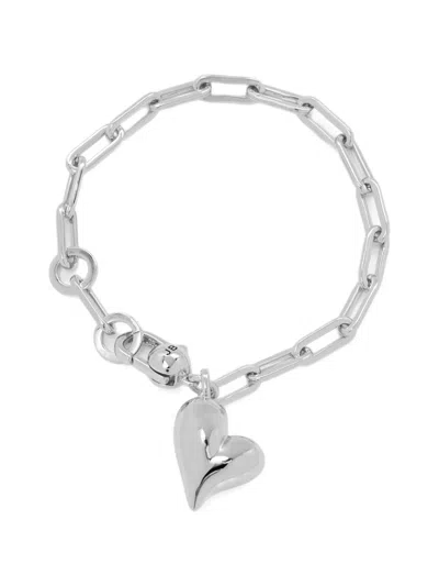 Jenny Bird Heart-pendant Chain Bracelet In Silver