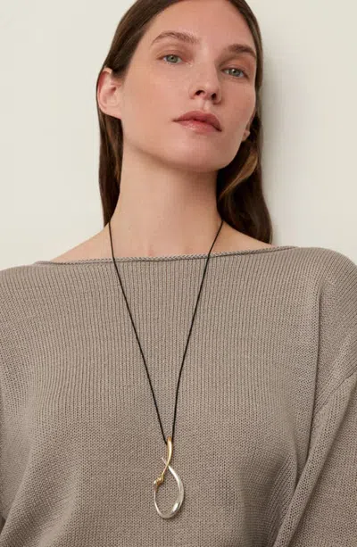 Jenny Bird Large Egret Two-tone Rope Pendant Necklace