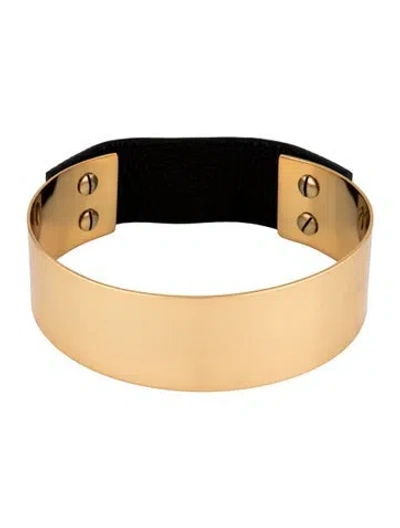 Pre-owned Jenny Bird Leather Choker Necklace, 13.25" In Black