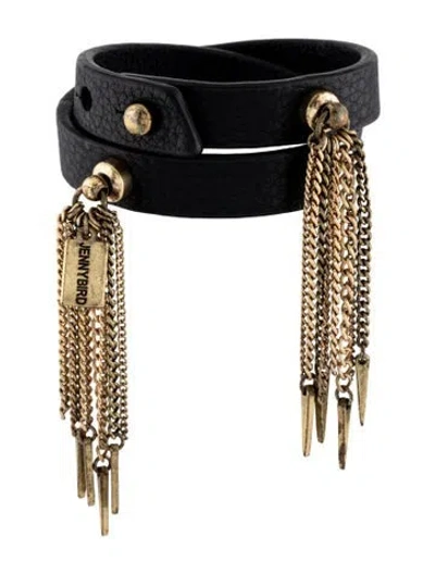 Pre-owned Jenny Bird Leather Wrap Bracelet In Black