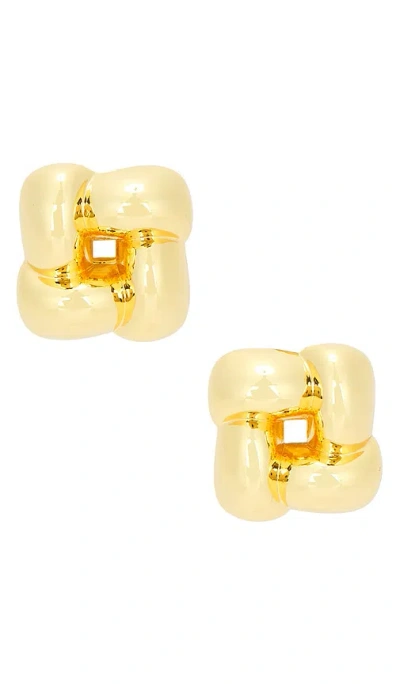 Jenny Bird Medium Woven Square Earrings In Gold