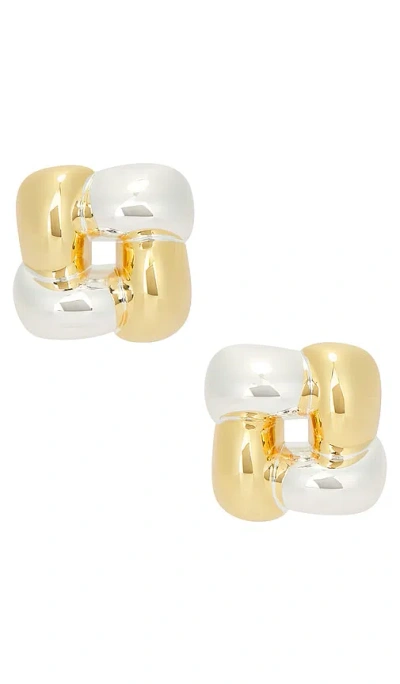 Jenny Bird Medium Woven Square Earrings In Gold