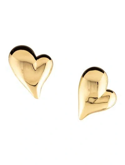 Pre-owned Jenny Bird Mega Art Heart Button Asymmetrical Stud Earrings In Multicolor