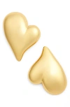 Jenny Bird Mega Art Heart Button Drop Earrings In High Polish Gold