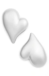 Jenny Bird Mega Art Heart Button Drop Earrings In High Polish Silver