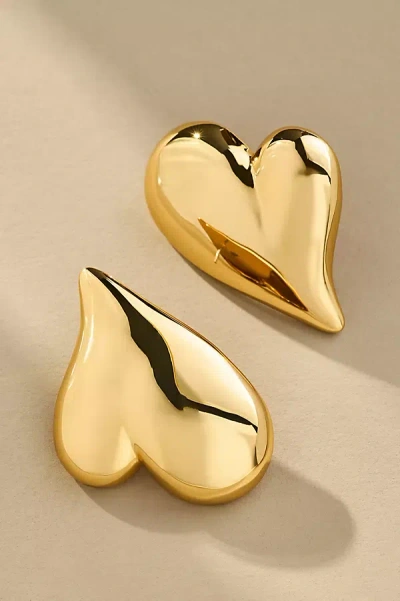 Jenny Bird Mega Art Heart Button Earrings In Gold