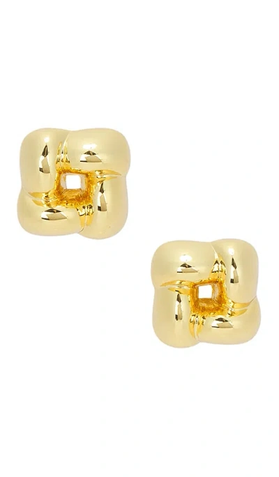 Jenny Bird Mini Woven Square Earrings In Gold