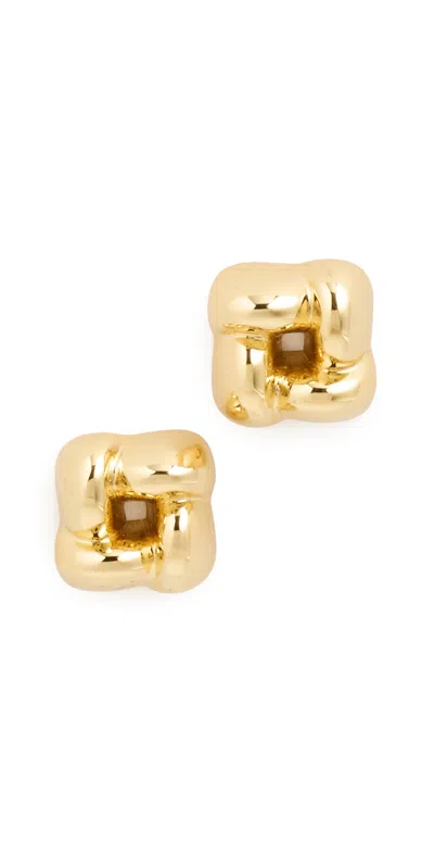 Jenny Bird Mini Woven Square Earrings High Polish Gold