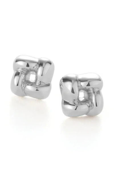 Jenny Bird Medium Woven Square Stud Earrings In Metallic