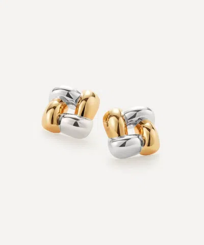 Jenny Bird Mixed Metal Medium Woven Square Stud Earrings In Multi