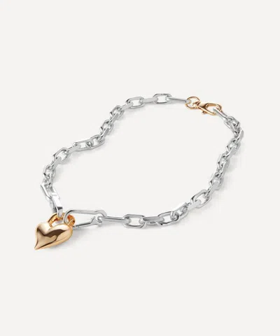 Jenny Bird Mixed Metal Padlock Heart Pendant Necklace In Multi