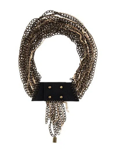 Pre-owned Jenny Bird Multistrand Collar Necklace, 18.75" In Black